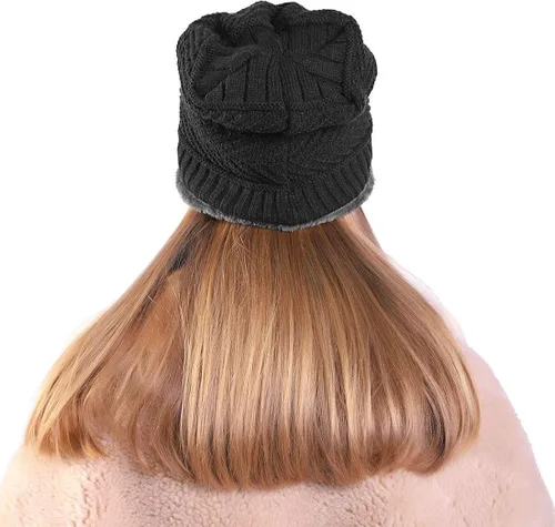 Miniatura 9 de MUCO Conjunto de gorros de invierno para hombre y mujer, gorro de punto cálido, forro polar grueso, calentador de cuello para hombres y mujeres, Muco