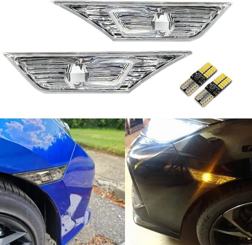Lente transparente Led luz de marcador lateral para 2016 en adelante Hon'da Civic Sedan/Coupe/Hatchback reemplazar OEM # H02551127N halógeno