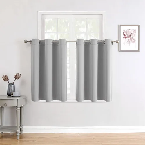 Miniatura 58 de ChrisDowa - Cortinas de cenefa pequeñas para cocina, cortinas cortas con ojales y aislamiento térmico para oscurecer la sala y habitación