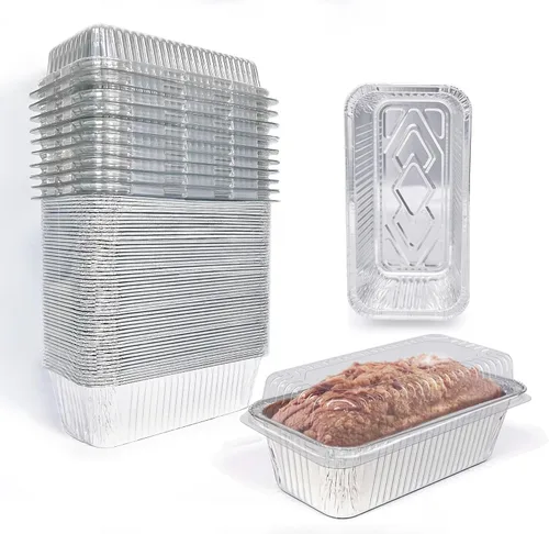 Miniatura 7 de Molde Desechable para Pan con Tapa para Hornear - Moldes Desechables para Pan de 1.5 Lb - Moldes para Pastel de Carne - 50 Moldes de Papel