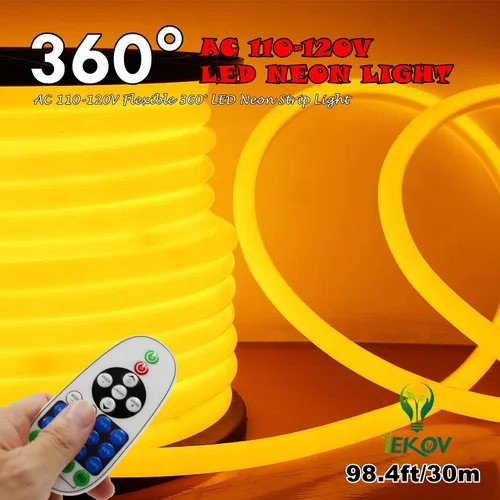 Miniatura 23 de [Actualización] Luz LED de neón de 360°, IEKOV™ CA 110-120 V, tira de luces LED de neón flexible de 360 grados, regulables e impermeables de neón +
