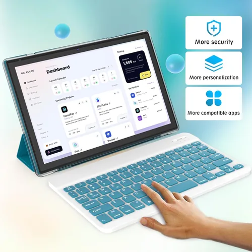 Miniatura 2 de Tableta de 10 pulgadas con teclado Android 15 (NO GO) Tabletas 2 en 1 Tableta 18GB RAM 128GB Soporta expansión de 2TB Tabletas incluyen estuche Azul
