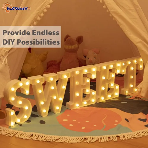Miniatura 5 de HXWEIYE Letras iluminadas con luces LED, letreros luminosos de marquesina, 26 letras del alfabeto y 10 números para fiestas de cumpleaños, bares