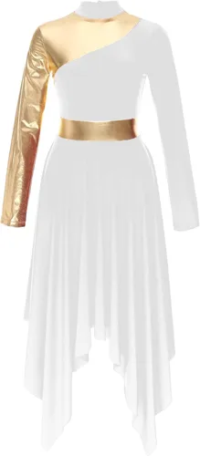 Miniatura 4 de Aislor Vestido de baile litúrgico de alabanza litúrgica para mujer, disfraz de adoración de iglesia