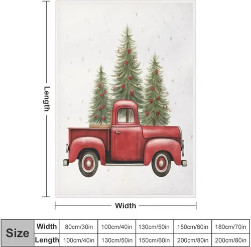 Miniatura 2 de Manta de camión rojo vintage con árbol de Navidad, árbol de Navidad, vacaciones de invierno, Navidad, manta suave de 30 x 40 pulgadas, manta