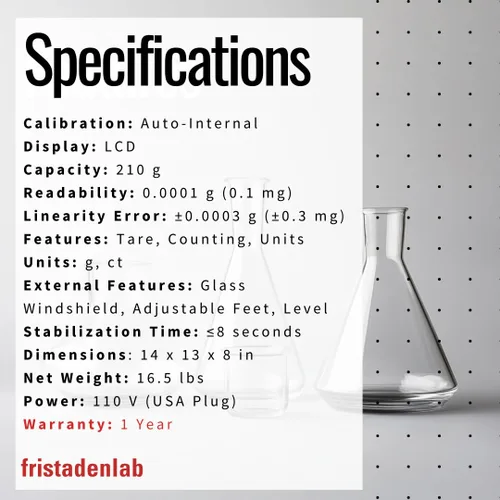 Miniatura 7 de Fristaden Lab Balanza analítica 7.41 oz x 0,1 mg (0.00 oz) Certificado de calibración Balanza de laboratorio profesional Compañía USA
