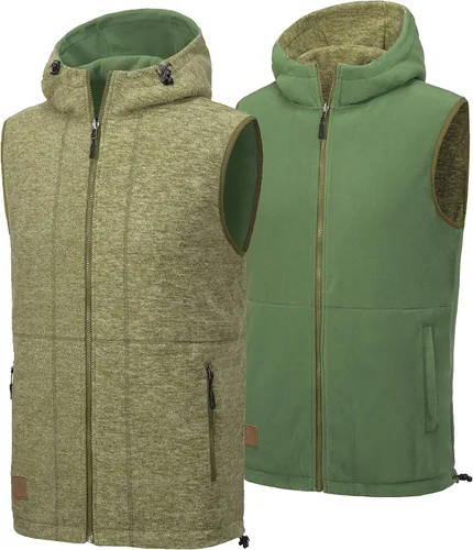 Miniatura 25 de Little Donkey Andy Chaleco de forro polar reversible para hombre, ligero, cálido, sin mangas, con capucha, para senderismo, caminar, viajar