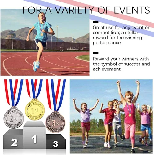 Miniatura 6 de Swpeet Medallas de premio de metal con cinta para el cuello, medallas de ganador de estilo olímpico Medallas de oro y plata Brone Medallas de 1er