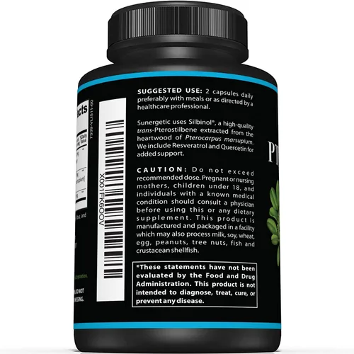Miniatura 3 de Suplemento de pterostilbeno premium – Pterostilbeno con resveratrol y quercetina – Apoya el envejecimiento saludable – Fuente natural Pterostilbeno