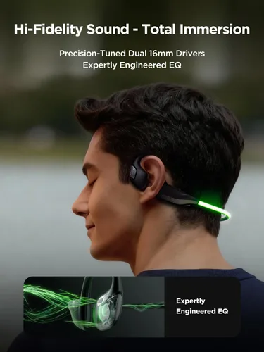 Miniatura 2 de HAKII Light 2 Auriculares abiertos de oído abierto, IPX5 Auriculares para correr con cuerda de baliza ultra brillante de 180°, BT 6.0, tiempo