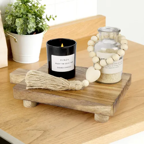 Miniatura 5 de Bandeja de madera hecha a mano, práctica decoración de baño y cocina para jabón, botellas de baño, velas, papel higiénico, soporte para plantas