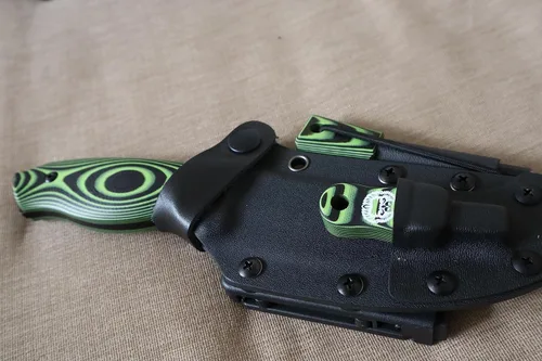 Miniatura 4 de Holtzman's Gorilla Survival Bloodline - Cuchillo de supervivencia de hoja fija de espiga completa con funda Kydex (verde) - Acero de alto carbono