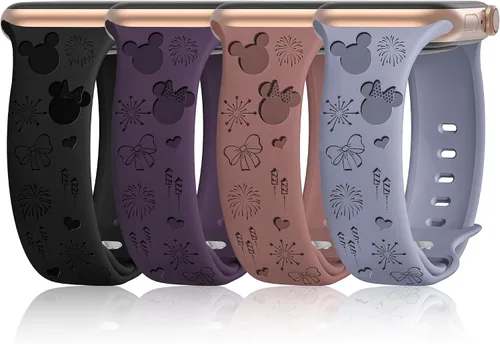 Miniatura 19 de 10 PAQUETE Bandas de silicona grabadas compatibles con Apple Watch de 40mm 38mm 41mm 42mm 44mm 45mm 46mm 49mm, correa deportiva de repuesto