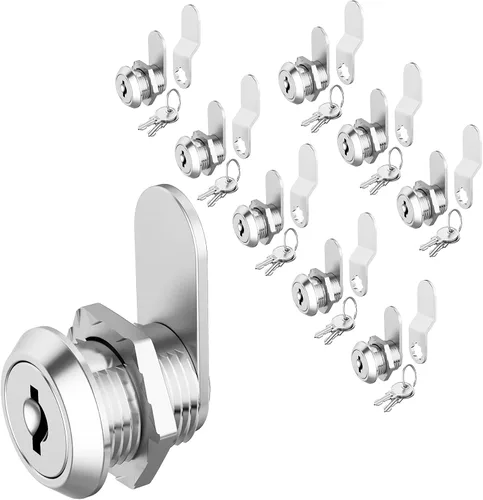 Miniatura 12 de Paquete de 3 cerraduras de gabinete con llaves, cerraduras de cajones de 1-1/8" con llave similar, cerraduras de leva para RV para puerta