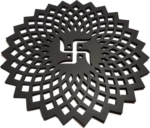 Miniatura 6 de My Dream Carts Black Round Decorative Wall Art Mdf Wooden Chakra For Temple, Living Room, Office, Hotel, Home Decor Items, Gift Item, Mandala Wall