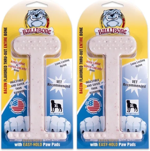 Miniatura 21 de Bullibone Juguete masticable de nailon para perros masticadores agresivos, hueso de higiene dental con sabor a tocino, juguetes duraderos