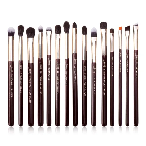 Miniatura 7 de Jessup Pinceles de sombra de ojos, 15 piezas, juego de pinceles de ojos naturales para sombra de ojos, corrector de cejas, delineador de ojos, novia