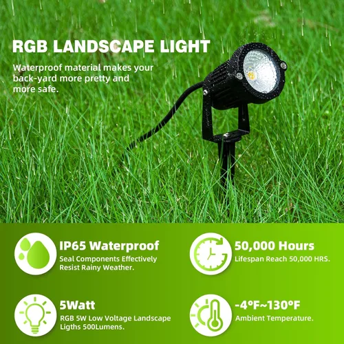 Miniatura 5 de Luces de paisaje de bajo voltaje RGB+W con control remoto, 5 W, 12 V, iluminación de paisaje, LED, 16 focos que cambian de color, luces impermeables