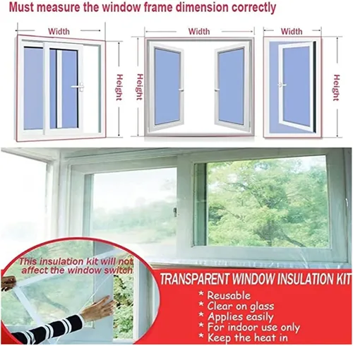 Miniatura 6 de Kit de aislamiento de ventana, lona de vidrio suave sellada para balcón, película transparente, envoltura reutilizable para ventana de invierno que