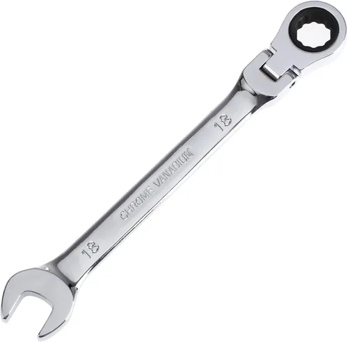 Miniatura 7 de 17mm Llave de Trinquete Métrica con Cabeza Flexible de 12 Puntas, Llave Combinada de Engranajes de 72 Dientes de Cromo Vanadio