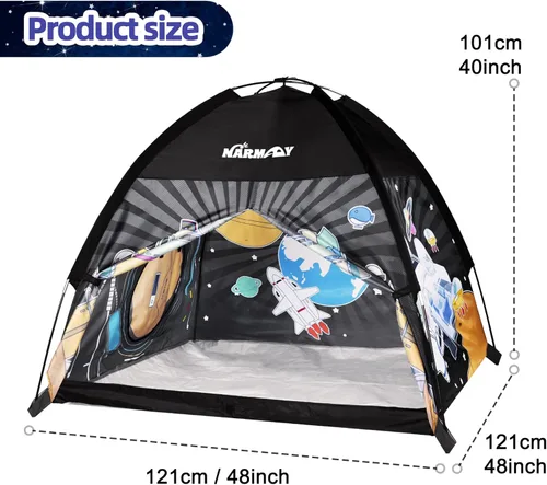 Miniatura 6 de NARMAY® Play Tent Space World Dome - Tienda de campaña para niños, diversión en interiores y exteriores, 48 x 48 x 40 pulgadas