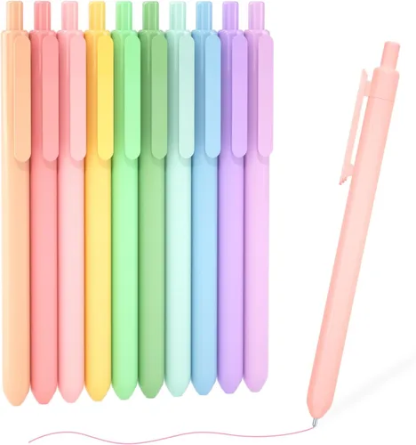 Shuttle Art Bolígrafos de Gel Retráctiles Coloridos, 10 Colores de Tinta Pastel, Bolígrafos Lindos de 0.7mm de Punta Fina de Secado Rápido para 10