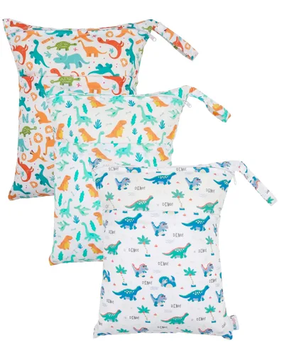 Miniatura 9 de ALVABABY 2 bolsas de pañales de tela para ropa húmeda, reutilizables con dos bolsillos con cremallera, para viajes, playa, piscina, guardería