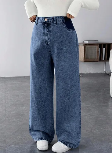 Miniatura 3 de BLENCOT Vaqueros de maternidad para mujer de cintura alta con pierna recta, pantalones de embarazo de mezclilla con bolsillos