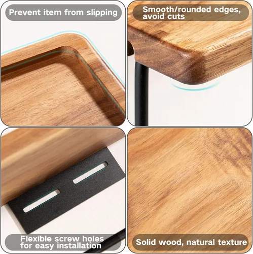 Miniatura 4 de Yangbaga Soporte de papel higiénico con estante: almacenamiento de rollo de papel higiénico de baño con adhesivo y tornillo, accesorios de baño