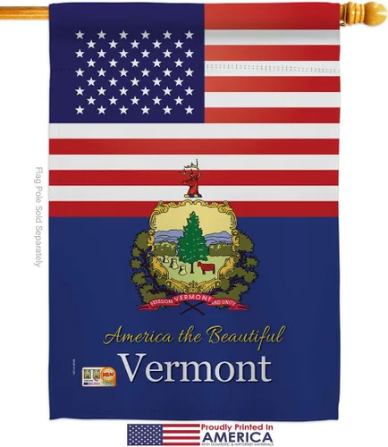 Miniatura 2 de Paquete de banderas de la casa Vermont de Estados Unidos con bordado de Estados Unidos, pequeño y decorativo, 11.0 x 15.7 in