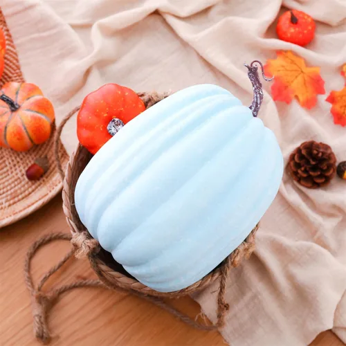 Miniatura 5 de woshilaocai Calabaza artificial de espuma de 8 pulgadas, decoración de otoño, calabazas artificiales para cosecha, temporada de otoño, mesa festiva