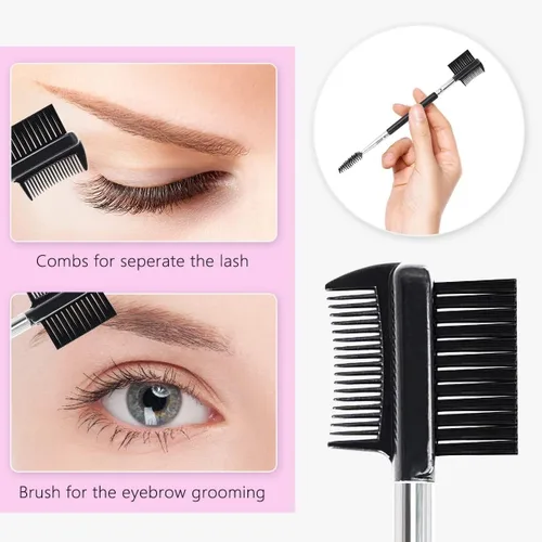 Miniatura 2 de Rizadores de pestañas Kit de cepillo para cejas para mujeres con rizador de pestañas, peine separador de pestañas, cepillos de rímel, pinzas
