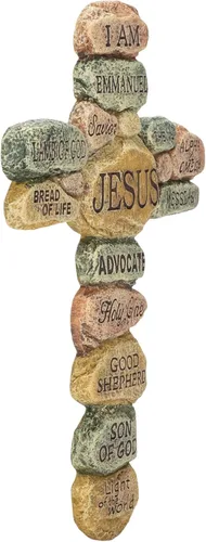 Miniatura 3 de Dicksons Nombres of Jesucristo Guijarro - Cruz decorativa de pared colgante de resina de 10 pulgadas