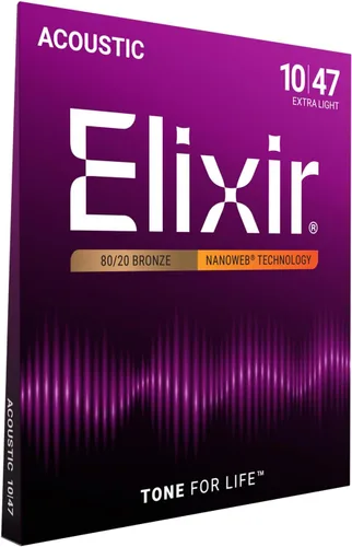 Miniatura 15 de Elixir, cuerdas de bronce para guitarra acústica 80/20 con recubrimiento Polyweb, extralivianas (.010-.047)