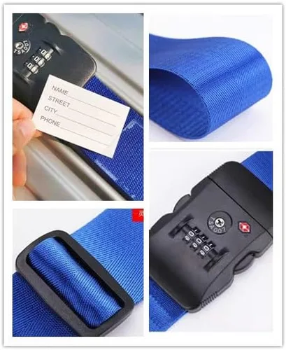 Miniatura 3 de Correa de equipaje de viaje ajustable para maleta con cerradura de combinación TSA, paquete de 2
