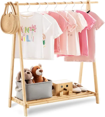Miniatura 8 de Perchero de ropa para niños con caja de almacenamiento, Perchero de disfraces para niños, Perchero de disfraces de danza para colgar ropa, Perchero