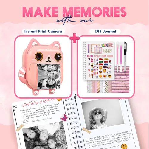 Miniatura 7 de Kit Photomaker - Cámara de impresión instantánea para niños más kit de diario DIY para niñas - 150 piezas diario y cámara para preadolescentes