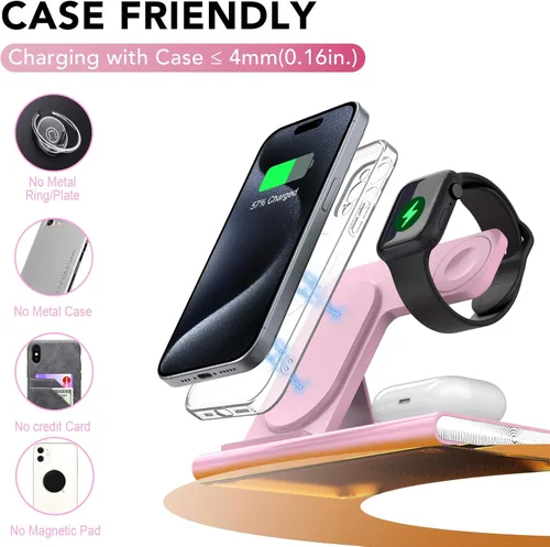 Miniatura 49 de Estación de carga 3 en 1 para iPhone 17 - Cargador inalámbrico para productos Apple para iPhone 17 16 15 14 13 12 11 Pro Max - Estación de carga Azul