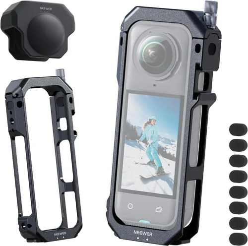 Miniatura 7 de NEEWER Jaula de cámara para Insta 360 X4, funda protectora compatible con Insta360 X 4, plataforma de video de aleación de aluminio de liberación
