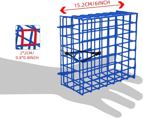 Miniatura 7 de Jaulas de Señuelo para Cangrejos con Recubrimiento de Vinilo para Trampa de Cangrejos de Alta Resistencia, Caja de Jaula 6"x6"x3