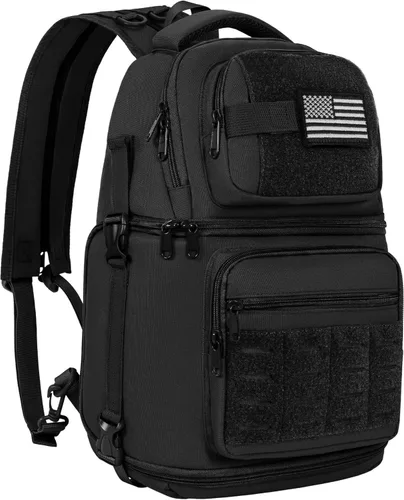 Miniatura 10 de Bolsa bandolera para cámara, bolsa para cámara DSLR/SLR/sin espejo con soporte para trípode y divisores extraíbles, pequeña bandolera táctica, gris