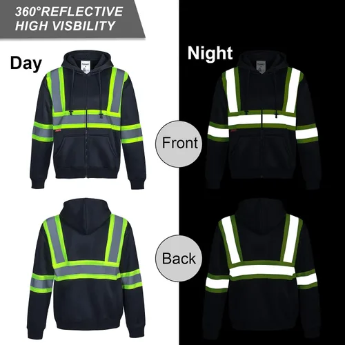 Miniatura 4 de ProtectX Hi Vis - Sudadera con capucha para hombres y mujeres, de alta visibilidad, reflectante, con bolsillos, para construcción, trabajo, clase 3