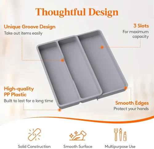 Miniatura 6 de Lifewit Organizador de Cajón para Cubiertos, Organizador Expandible de Utensilios para Cajones de Cocina, Bandeja Ajustable para Cubiertos y Menaje