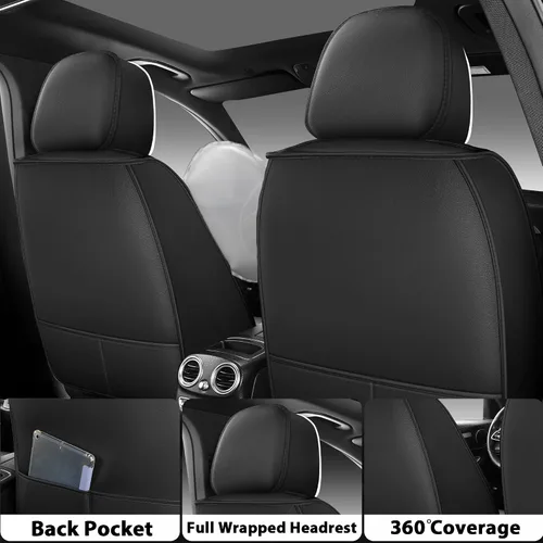 Miniatura 7 de otoez Juego completo de fundas universales de cuero para asiento de automóvil, 5 asientos, compatible con la mayoría de Honda, Toyota, Chevy Ford
