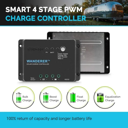 Miniatura 6 de Renogy - Panel solar flexible de 100W y paquete de controlador de carga solar de litio 30A