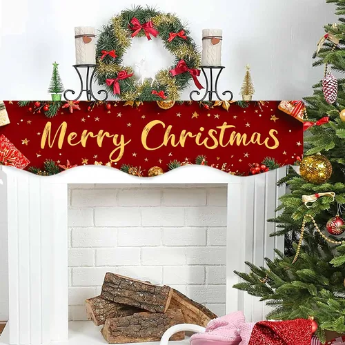 Miniatura 4 de NYZE Bufanda para Repisa de Chimenea Navideña 60 x 17 Pulgadas Cubierta Decorativa para Repisa de Chimenea de Navidad Camino de Mesa para Repisa