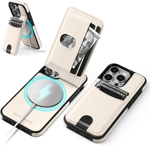 Miniatura 24 de SkyEagle Funda compatible con Magsafe para iPhone 13 Pro Max con soporte para tarjetas, función atril, bloqueo RFID, ranuras para tarjetas