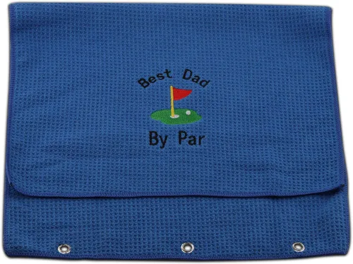 Miniatura 3 de JXGZSO Toalla de golf bordada para papá, toalla de golf bordada con clip (Best Dad by par)