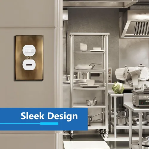 Miniatura 7 de LIDER Placa de pared de metal para receptáculo dúplex, cubierta de salida de acero inoxidable, resistente a la corrosión, tamaño mediano de 1