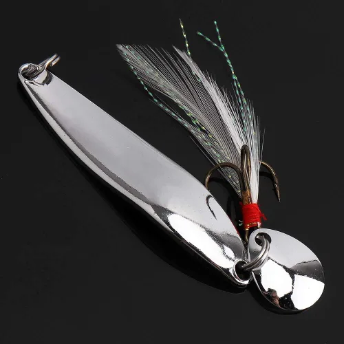 Miniatura 3 de Kit de pesca de señuelos de cucharas de 5 piezas, cebos giratorios de metal con ganchos agudos para lubina salmón